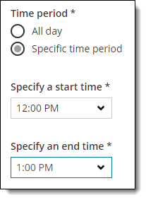 Select specific time period and start and end time.